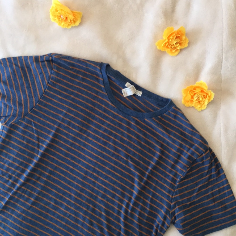 Orange Striped Blue T Shirt